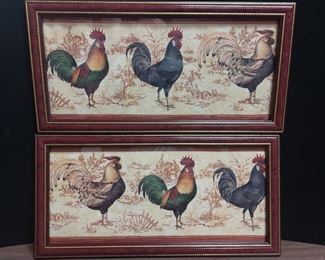 Two Framed Prints of Roosters