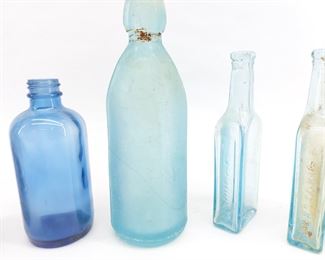 (11) Antique Bottles: Blob top, Freeport, Castoria
