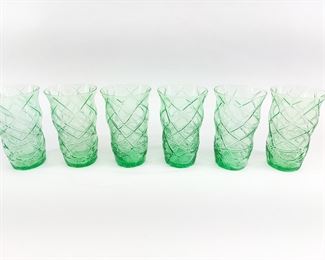 Very Nice Set of Six Green Glasses
