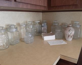 Assorted canisters and decanters 