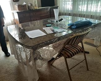 Antique dining table brass claw feet