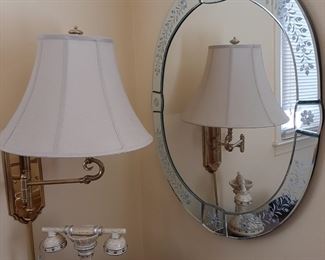 Etched and frosted glass mirror