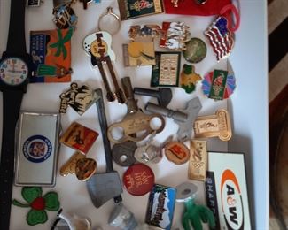 Collection of pins and name tags