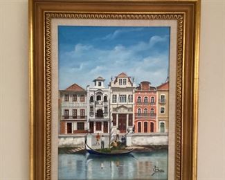 Original oil on canvas, Venice scene, signed, 13.5 x 17