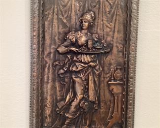 19th century copper plated wall plaque, 12 x 19 