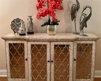 Mirrored Sideboard Buffet 62L x 19W x 36H - sold, 2 Cranes - sold