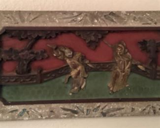Antique Asian Wood carving, 14 x 7 