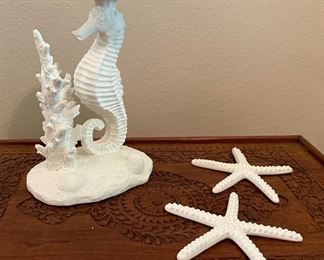 Ceramic Seahorse candle holder and starfish 