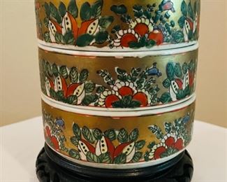 Decorative Asian stacking bento box on base