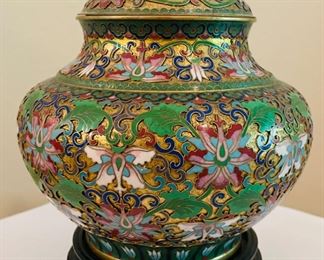 Cloisonné ginger jar 9.5”
