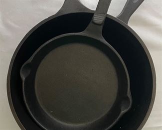 Cast iron pans 8” & 10” w/ lid 