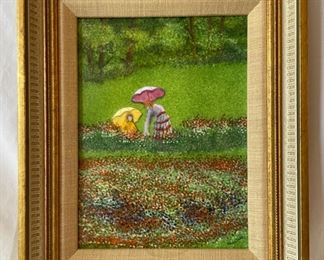 Daniel Belliard “Field of Flowers” enamel on copper *signed* 8.5 x 10.5 