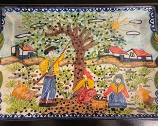 1990’s 13” x 15” handmade signed Portuguese art pottery