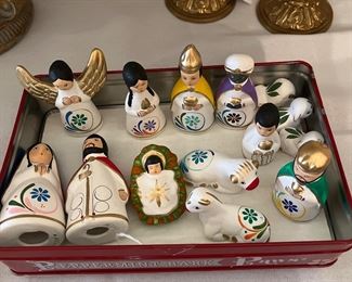 14 pc miniature hand painted ceramic nativity scene