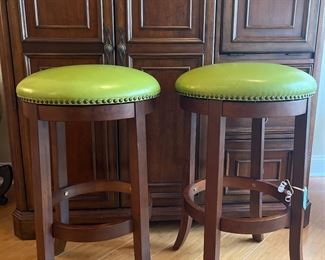 28” lime seat bar stools w nailhead accents 
