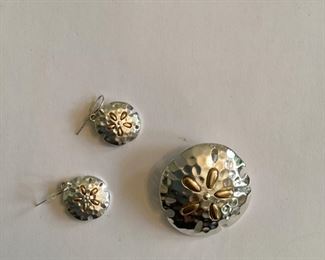 Sand Dollar pendant and earring set