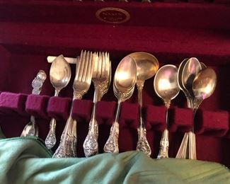 Antique set of sterling flatware by Gorham Sterling.  Pattern from 1936. King Edward.  Service for eight with serving pieces