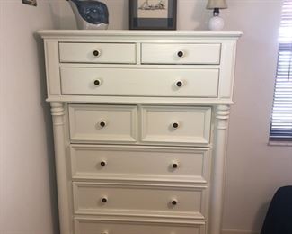 Tall chest of Drawers in white.  
41 1/2” wide, 19 1/2” deep, 59” high