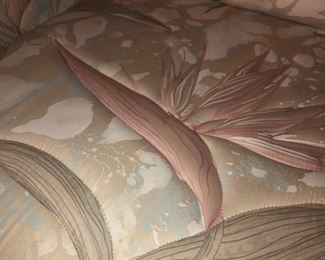 Detail of fabric on loveseat and sofa