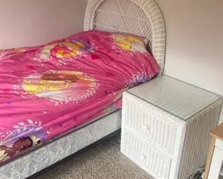 Wicker twin and nightstand