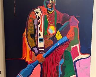 Native American Original Acrylic on Canvas Signed by Malcolm Furlow (58"L x 46"W)