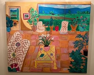 "Interior at Cleremont" Original Watercolor Signed by Annie Ryan (46"L x 40"W)