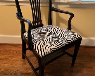 Fanback Upholstered Zebra Print Armchair