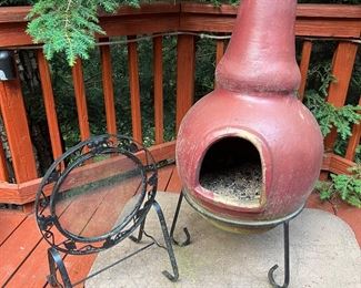 Clay Chiminea with Ember Screen