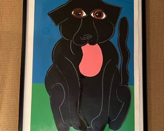 Framed Dog Oil on Paper Signed by Matthew Brzostoski 2021