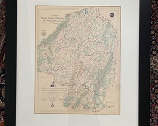 Antique Orange County, Middleburg Hunts & Piedmont Fox Hounds Map (29"W x 34"L)