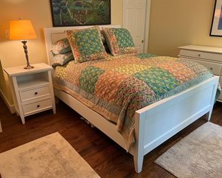 Crate & Barrel Harbor White Queen Bed with Crate & Barrel Harbor 2 Drawer End Table
