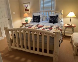 White Cedar Log Constructed Queen Bed