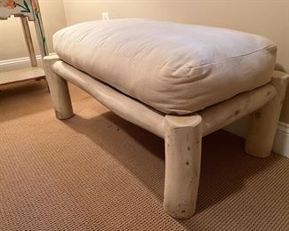 White Cedar Log Constructed Bench With Cushion