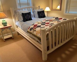 White Cedar Log Constructed Queen Bed
