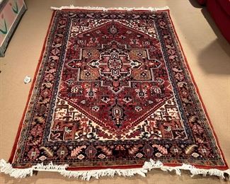 Hand-Knotted Persian Herizz Wool Rug (98"L x 70"W)