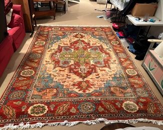 Hand-Knotted Antique Persian Serapi Wool Rug (99"L x 38"W)