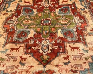 Hand-Knotted Antique Persian Serapi Wool Rug (99"L x 38"W)