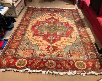Hand-Knotted Antique Persian Serapi Wool Rug (97"L x 28"W)