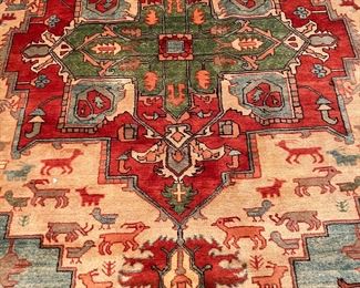 Hand-Knotted Antique Persian Serapi Wool Rug (97"L x 28"W)