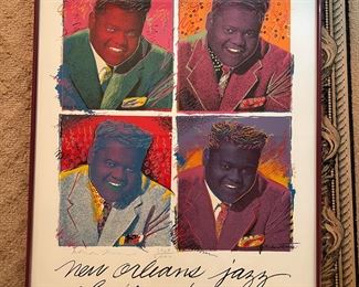 Framed "20th Anniversary New Orleans Jazz & Heritage Festival-1989" Print Featuring Fats Domino Signed by Richard Thomas 1369/2800 (32"L x 22"W)