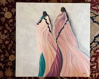 "The Observers" Original Oil on Canvas Signed by Rabbit (24"W x 24"H)