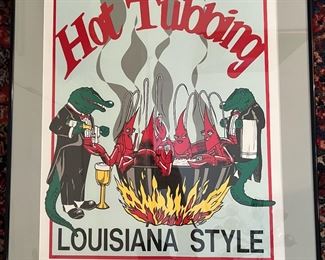 Framed "Hot Tubbing Louisiana Style" Print Signed by Lisa Forshag 18/500