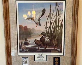 Framed "Autumn Air" Signed Print, Stamp & Coins by Leo Stans / Collectors Edition