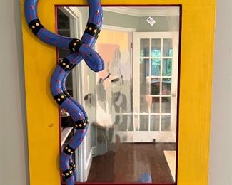 Custom Southwestern Wooden Snake Mounted Mirror