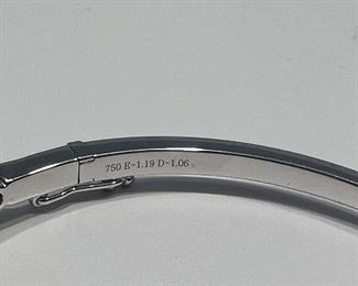 18K White Gold Emerald 1.19KT & Diamond 1.06KT Clasp Bangle Bracelet