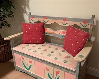 Southwestern Hand-painted bench / trunk