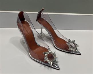 Brand New / Never Worn Women's Amina Muaddi 95MM Begum Plexi Heels Size 39