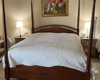Queen Size Four Poster Bed Boxsprings and Mattress No Bedding Included