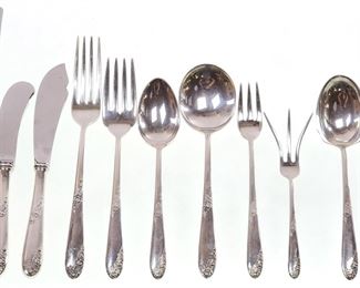 (56pc) Lunt Sterling Sweetheart Rose Flatware Set 