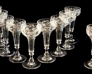 (10) 19th C. Baccarat Crystal Champagne Glasses 
